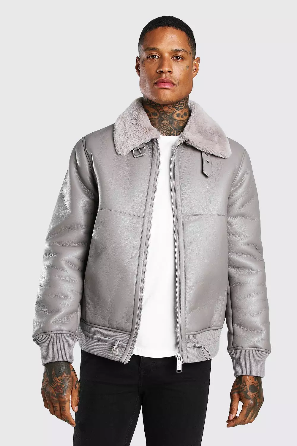 Bomber jacket 2024 with fur collar